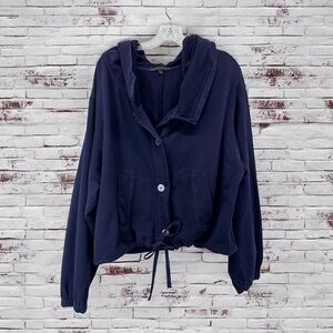 Karen Kane Women Oversized Slouchy Hooded Cardigan Medium Navy Casual Lagenlook